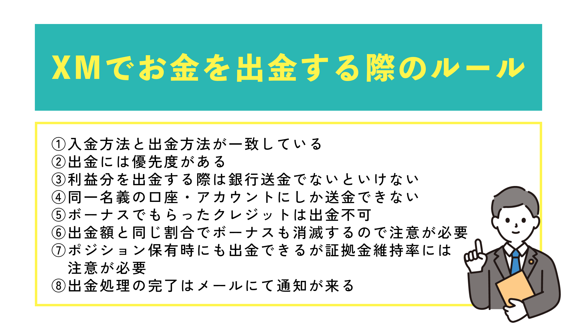 XMでお金を出金する際のルール