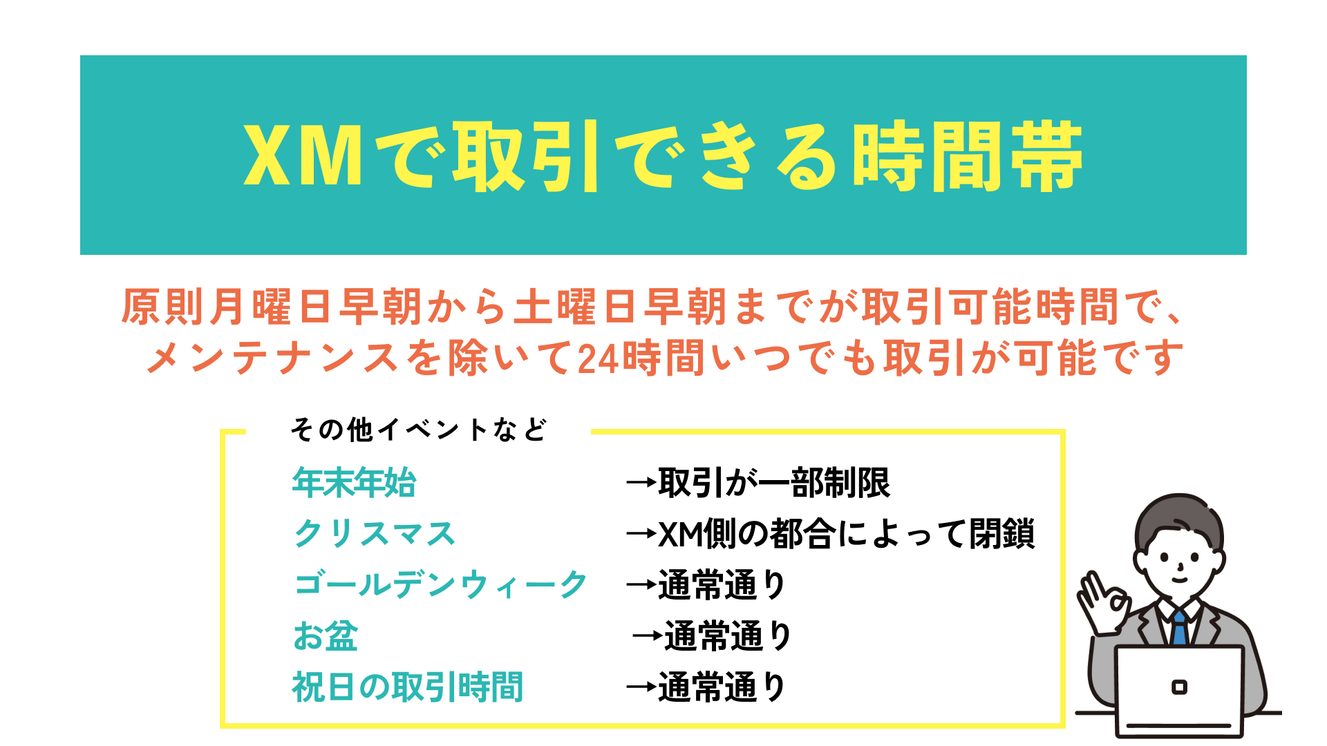 XMで取引できる時間帯