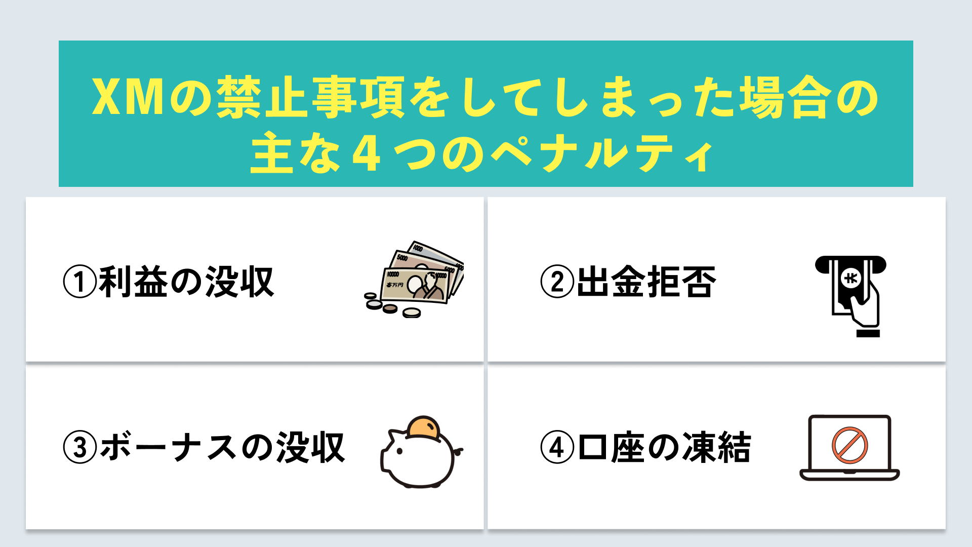 XMの禁止事項をしてしまった場合の主な4つのペナルティ