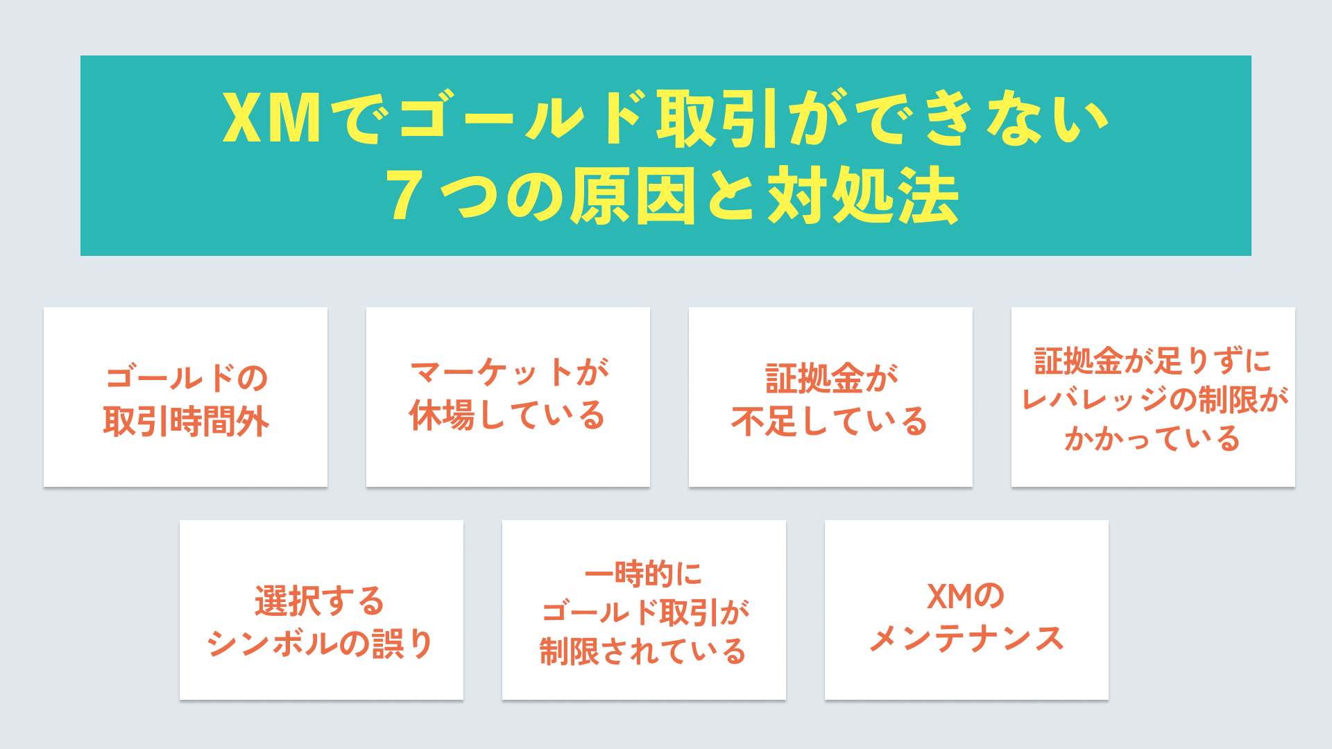 XMでゴールド(GOLD)が取引できない７つの原因と対処法